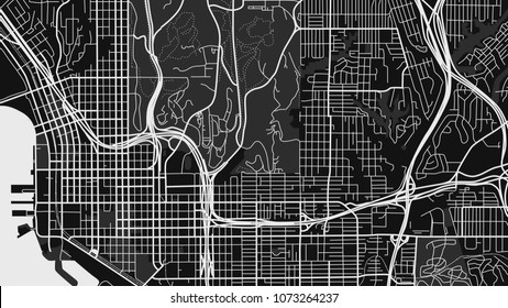 black white map city San Diego
