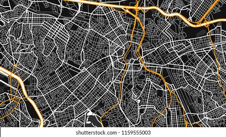 black white map city San Paulo