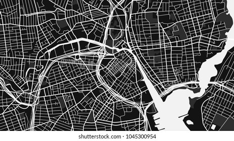 black white map city usa