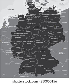 Black and white map of Germany