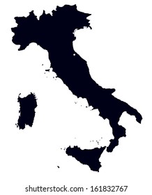 black and white map of Italy