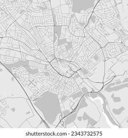 Black and white map of Luton, England
