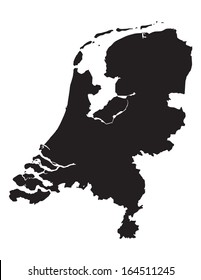 black and white map of Netherlands