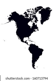 Mapa blanco y negro de América del Norte y del Sur