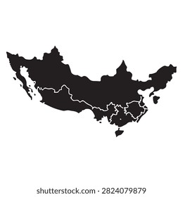 Black and White Map Outline of Mexico with Provincial Boundaries