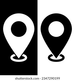 icono del pin de mapa en blanco y negro
