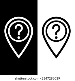 black and white map pin icon, pointer icon