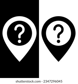 icono del pin del mapa en blanco y negro, icono del puntero