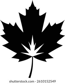 Black and white maple leaf silhouettes on white background