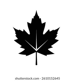 Black and white maple leaf silhouettes on white background