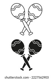 Black And White Maracas Icon Flat Design Vector