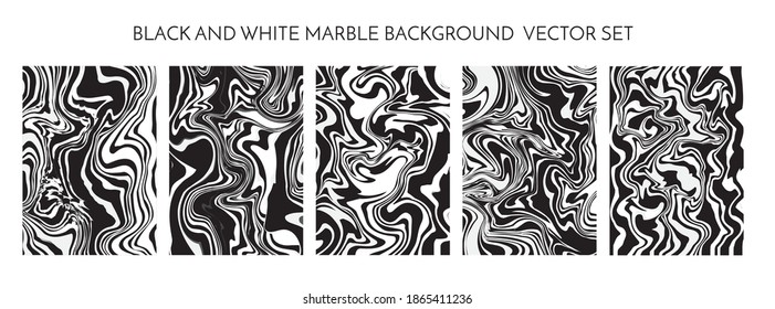 Black and white marble background vector set