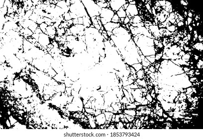 Black and white marble cracks simple texture. Vector illustration.