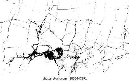 Black and white marble cracks simple texture. Vector illustration.