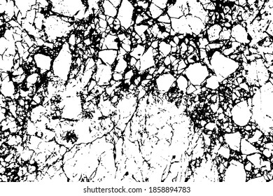 Black and white marble cracks simple texture. Vector illustration.