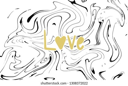  Black and white marble effect. Valentine´s day cute lettering 