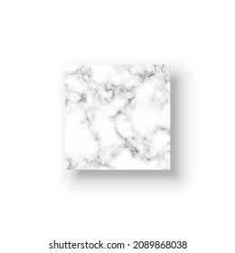 Black and white marble pattern, minimalist card with square frame vector illustration. Abstract simple brochure cover with natural stone texture, shadow, geometric shape isolated on white background