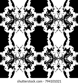Black and white marble seamless pattern. Ink hand painted texture