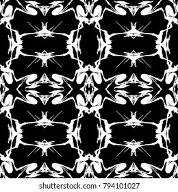 Black and white marble seamless pattern. Ink hand painted texture