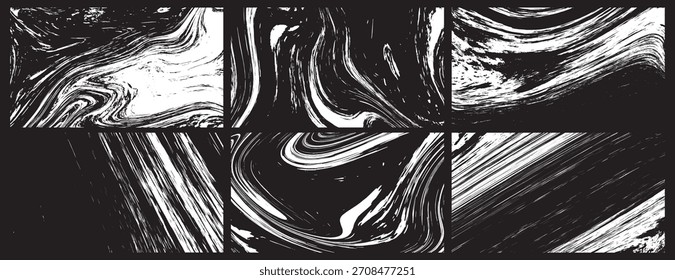 Conjunto de fondo abstracto de textura de remolino de mármol blanco y negro para Fondos de pantalla, Anuncios, carteles, tarjetas, invitaciones, diseño de Sitio web. Ilustración vectorial.