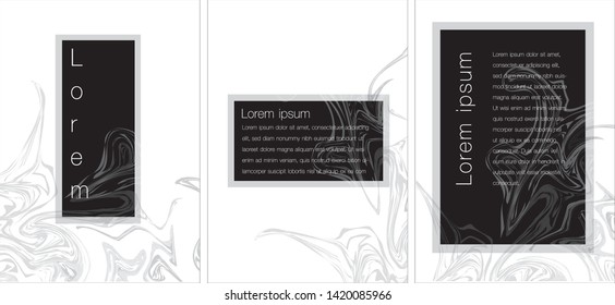 Black, white marble template, artistic covers design, colorful texture, realistic cube, backgrounds. Trendy pattern, graphic poster, geometric brochure, cards. Vector illustration