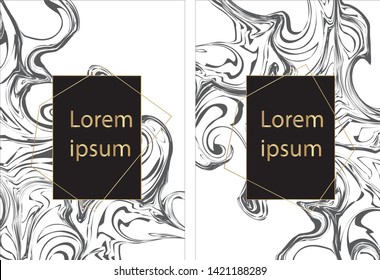 Black, white marble template, artistic covers design, colorful texture, realistic cube, backgrounds. Trendy pattern, graphic poster, geometric brochure, cards. Vector illustration 