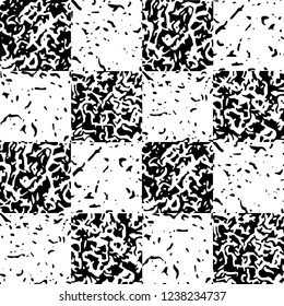 Black and white marble texture floor square tile design. Seamless minimal vector pattern for interior, wallpaper, fabric, textile, phone case. Modern geometric mosaic motif. Graphic simple ornament.