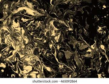 Black and white marble texture. Vector Hand drawn artwork on water. Liquid paint pattern. Abstract colorful background in ebru suminagashi technique. 
