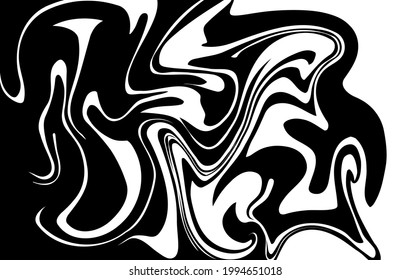 Black and White marble vector texture. Abstract liquid wavy background. Optical illusion motion striped 3d effect.