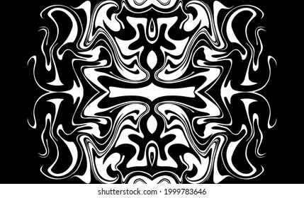 Textura vectorial de mármol blanco y negro. Resumen de fondo sórdido líquido simétrico ondulado.