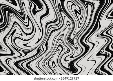 "Black and White Marble Wavy Abstract Background – Fluid Pattern Texture for Print, Fabric, and Design Projects"