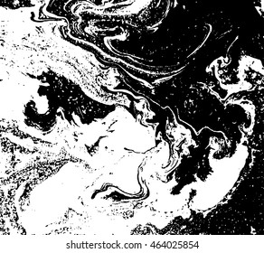 Black and white marbled texture. Grunge vector illustration. Ink marble background. Abstract ebru paper. Liquid pattern.