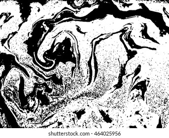 Black and white marbled texture. Grunge vector illustration. Ink marble background. Abstract ebru paper. Liquid pattern.