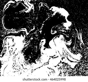 Black and white marbled texture. Grunge vector illustration. Ink marble background. Abstract ebru paper. Liquid pattern.