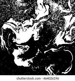 Black and white marbled texture. Grunge vector illustration. Ink marble background. Abstract ebru paper. Liquid pattern.