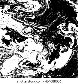 Black and white marbled texture. Grunge vector illustration. Ink marble background. Abstract ebru paper. Liquid pattern.