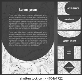 Black and white marbling paper flayer and business card set