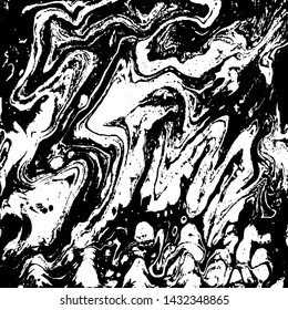 Black and white marbling pattern. Monochrome marble liquid vector texture.