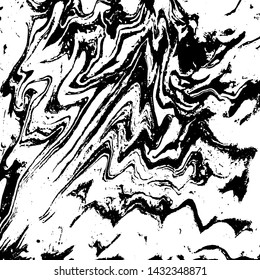 Black and white marbling pattern. Monochrome marble liquid vector texture.