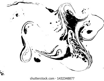 Black and white marbling pattern. Monochrome marble liquid vector texture.