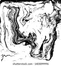 Black and white marbling pattern. Vector monochrome texture.