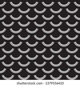 Black and white marine seamless pattern. Vector minimal illustration