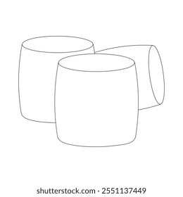 Ilustração da arte da linha do marshmallow preto e branco. Ideal para Natal, véspera de Ano Novo, página de colorir e projetos criativos com tema de inverno.