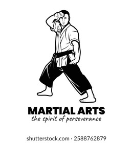 Black and White Martial Arts Illustration