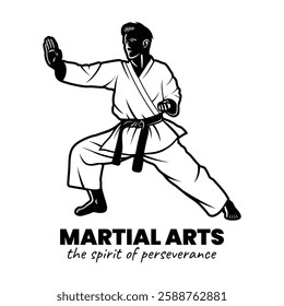 Black and White Martial Arts Illustration