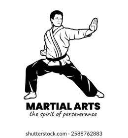 Black and White Martial Arts Illustration