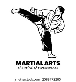 Black and White Martial Arts Illustration