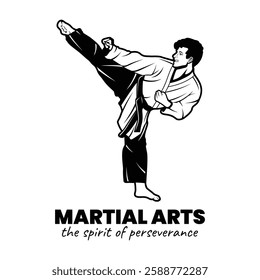 Black and White Martial Arts Illustration