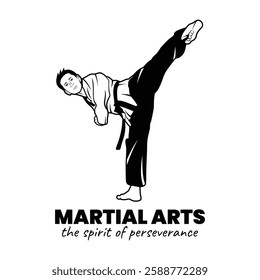 Black and White Martial Arts Illustration