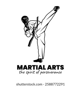 Black and White Martial Arts Illustration